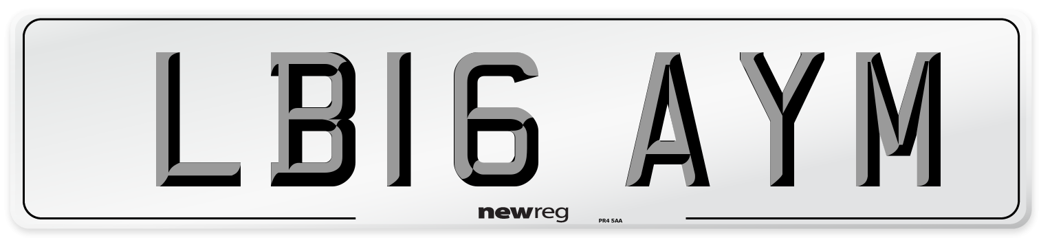 LB16 AYM Number Plate from New Reg